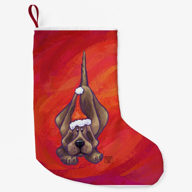 Petite Chaussette De Noël Noel de Chien À La Hache Sur Rouge (Devant)