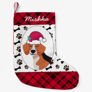 Petite Chaussette De Noël Noël de chien beagle avec nom de chien personnalis