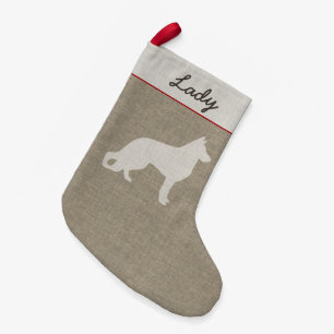 Petite Chaussette De Noël Noël de la coutume K9 de silhouette de chien de