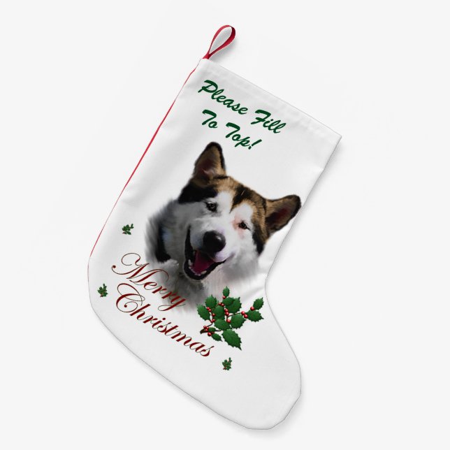 Petite Chaussette De Noël Noël de Malamute en Alaska (Devant (Accrochage))