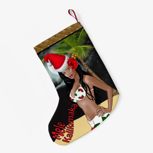 Petite Chaussette De Noël Noël de Pin- Mele Kalikimaka de Wahine stockant b (Dos (Accrochage))