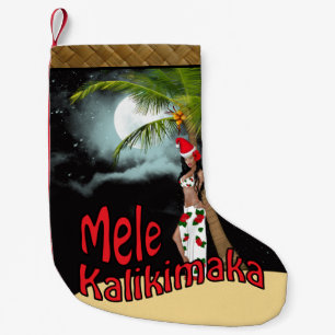 Petite Chaussette De Noël Noël de Pin- Mele Kalikimaka de Wahine stockant L