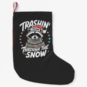 Petite Chaussette De Noël Noël de raton laveur drôle qui détruit la neige