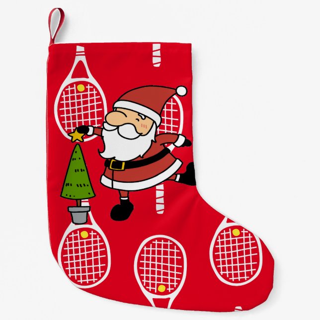 Petite Chaussette De Noël Noël de tennis avec le Père Noël (Devant)