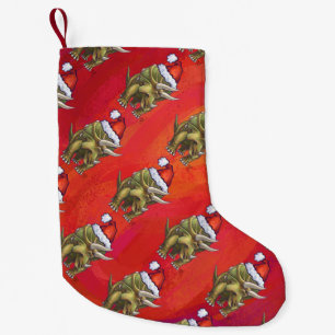 Petite Chaussette De Noël Noël de Triceratops sur le rouge