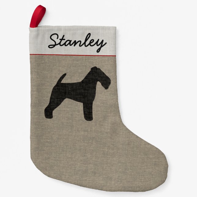 Petite Chaussette De Noël Noël de vacances de Welshie de silhouette de chien (Devant)