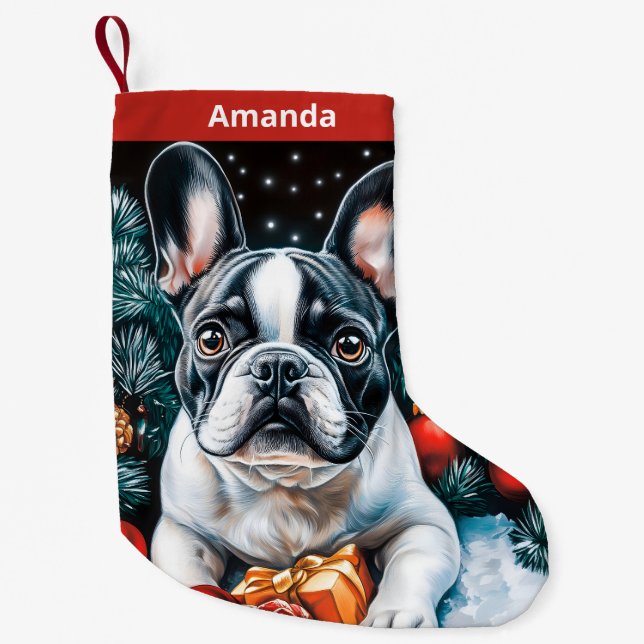 Petite Chaussette De Noël Noël des Bulldog français (Devant)