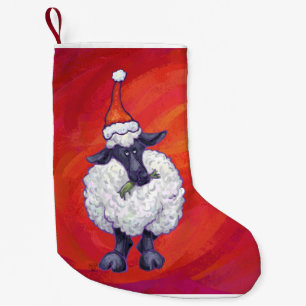 Petite Chaussette De Noël Noël des moutons sur rouge