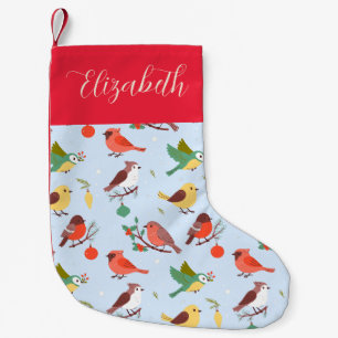 Petite Chaussette De Noël Noël d'hiver Oiseaux Enfants Personnalisés