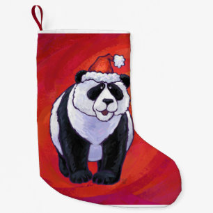 Petite Chaussette De Noël Noël d'ours panda sur le rouge