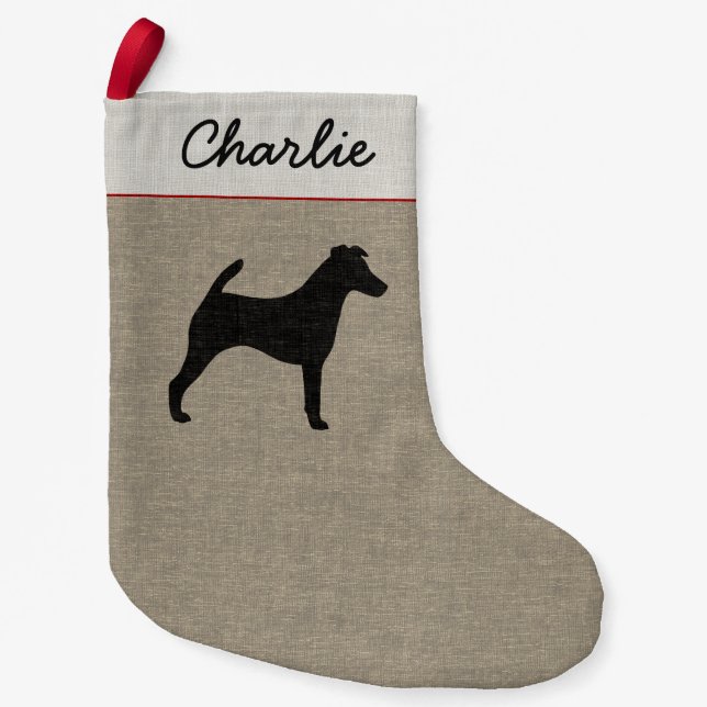 Petite Chaussette De Noël Noël doux de vacances de silhouette de chien de (Devant)