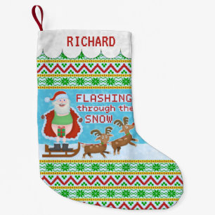 Petite Chaussette De Noël Noël drôle   le père noël clignotant par la ne