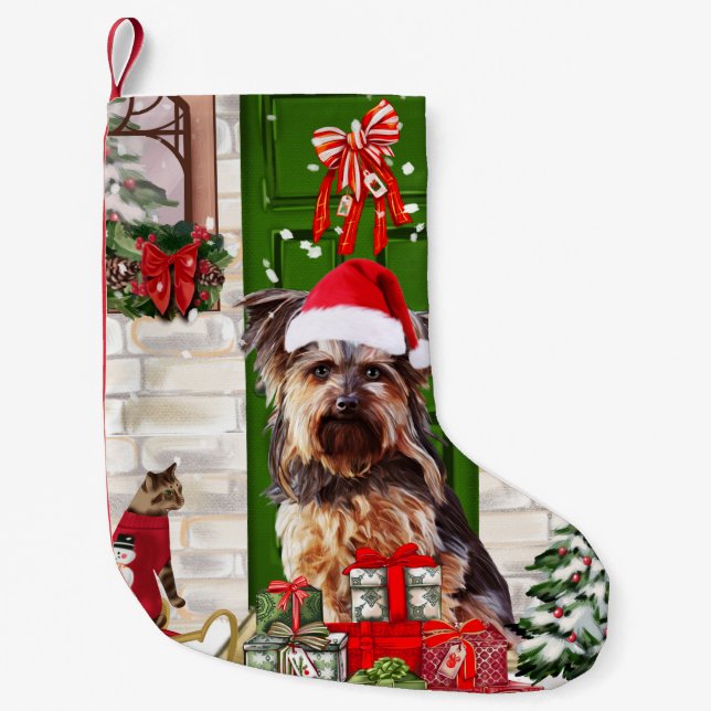 Petite Chaussette De Noël Noël du chien Yorkie (Devant)