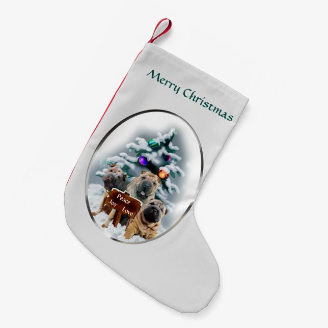 Petite Chaussette De Noël Noël du trio chinois Shar-Pei (Devant (Accrochage))