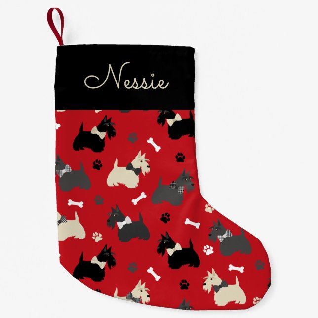 Petite Chaussette De Noël Noël écossais Terrier rouge (Devant)