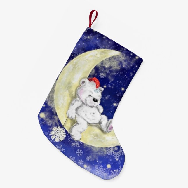Petite Chaussette De Noël Noël empalé avec Dreaming Little Bear (Devant (Accrochage))