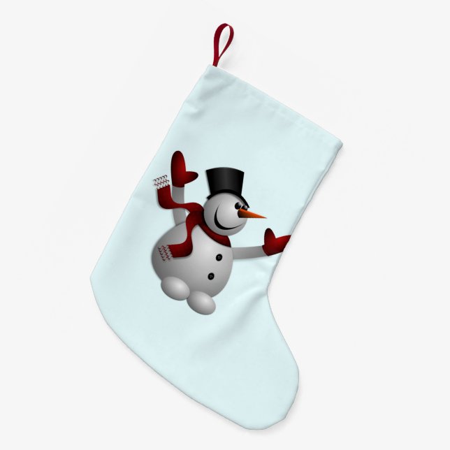 Petite Chaussette De Noël Noël empilé avec un bonhomme de neige heureux (Devant (Accrochage))