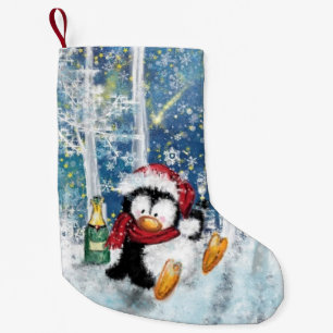 Petite Chaussette De Noël Noël empilé avec un joyeux pingouin
