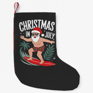Petite Chaussette De Noël Noël en Juillet Funny Surfing Père Noël Vacances 