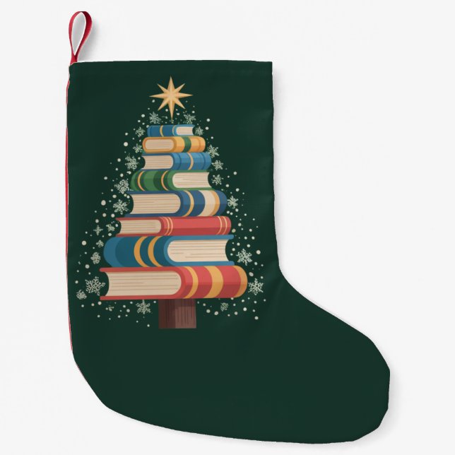 Petite Chaussette De Noël Noël Enseignant Livres Arbre Noël Fête de lecture (Devant)