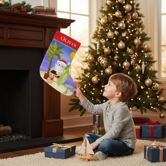 Petite Chaussette De Noël Noël Été Père Noël Beach Surf Personnalisé (Créateur téléchargé)
