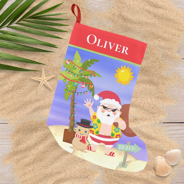 Petite Chaussette De Noël Noël Été Père Noël Beach Vacances Personnalisées (Créateur téléchargé)