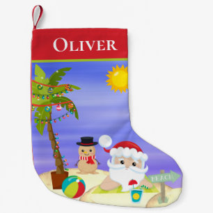 Petite Chaussette De Noël Noël Été Père Noël Plage Enfants Personnalisé