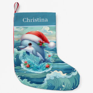Petite Chaussette De Noël Noël festif ajoutez nom plage dauphin