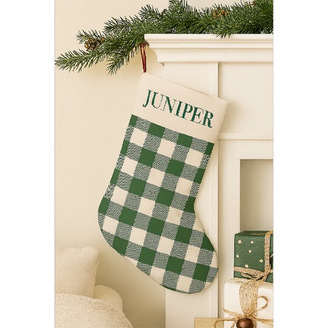 Petite Chaussette De Noël Noël Gingham Vert Blanc (Créateur téléchargé)