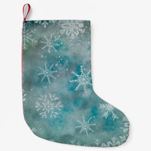 Petite Chaussette De Noël Noël Hiver Flambeaux blancs Sur Bleu