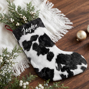Petite Chaussette De Noël Noël Imprimé Vache Rustique Occidental Personnalis