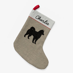 Petite Chaussette De Noël Noël mignon de vacances de chien de silhouette de