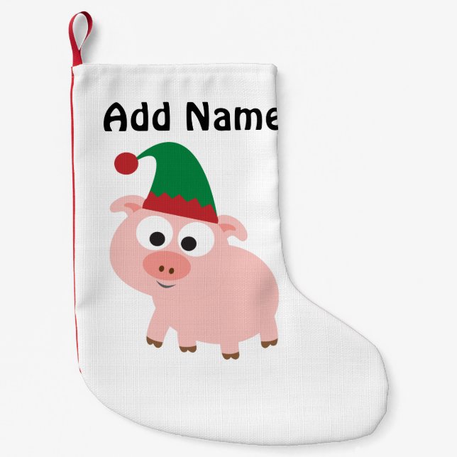 Petite Chaussette De Noël Noël mignon Elf de porc (Devant)