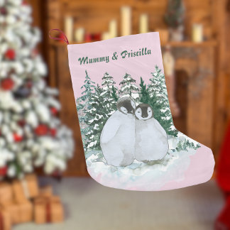 Petite Chaussette De Noël Noël mignonne maman et enfant Penguin Forêt de nei