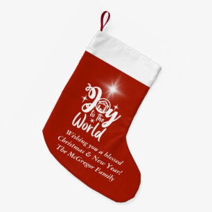 Petite Chaussette De Noël Noël Nativité Joy au monde Rouge & Blanc