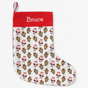 Petite Chaussette De Noël Noël Père Noël Reindeer Personnaliser Blanc