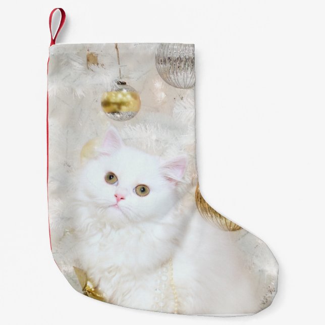 Petite Chaussette De Noël Noël persan blanc de minou (Devant)