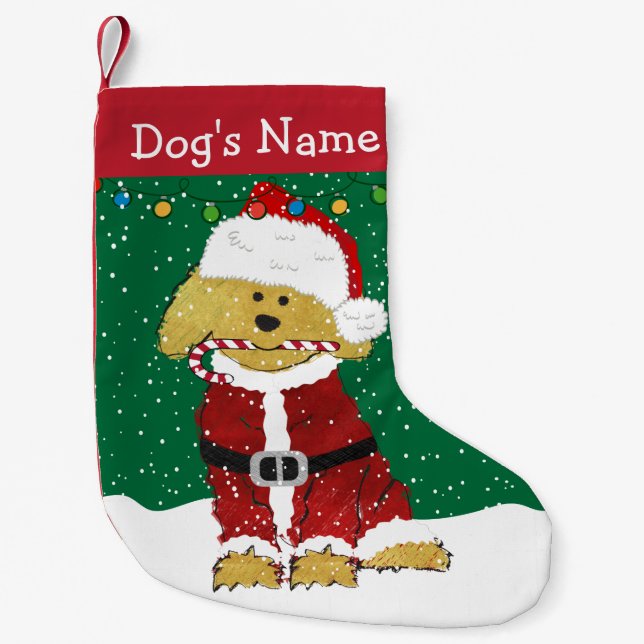 Petite Chaussette De Noël Noël personnalisé Goldendoodle Père Noël (Devant)