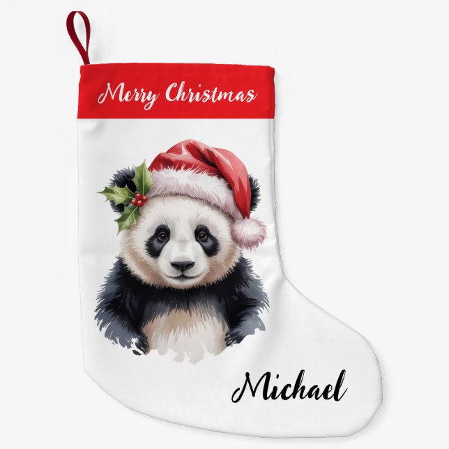 Petite Chaussette De Noël Noël personnalisé Panda ours mignon (Devant)