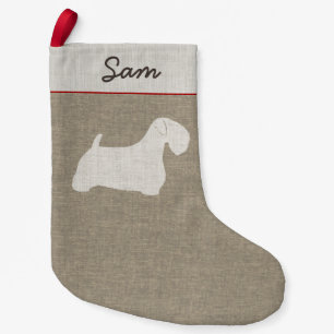 Petite Chaussette De Noël Noël personnalisé par silhouette de chien de