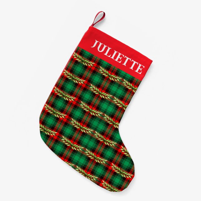 Petite Chaussette De Noël Noël Plaid Et Feuille Petit Stockin De Noël (Devant (Accrochage))