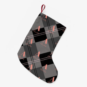 Petite Chaussette De Noël Noël Plat Monogramme gris rose noir