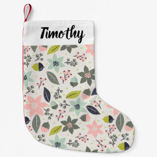 Petite Chaussette De Noël Noël Poinsettia Acorns Gris Aqua Lime Vert