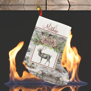 Petite Chaussette De Noël Noel Rinder Rustique Bois Vintage Monogramme