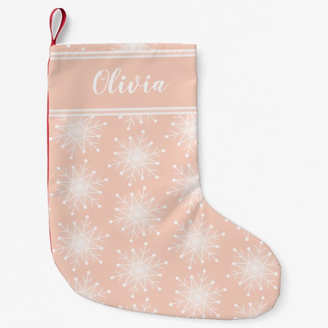 Petite Chaussette De Noël Noël rose personnalisent le bas nommé (Devant)