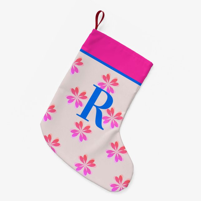 Petite Chaussette De Noël Noël rose vif Monogramme (Devant (Accrochage))