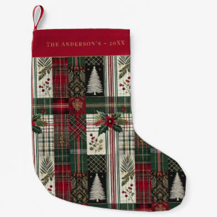Petite Chaussette De Noël Noël Rustique Tartan Plaid Motif