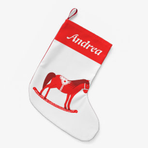 Petite Chaussette De Noël Noël scandinave Cheval Rocse Nom personnalisé