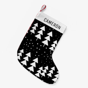 Petite Chaussette De Noël Noël scandinave mignon Arbres noirs et blancs