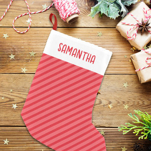 Petite Chaussette De Noël Noël Simple Red Whimschipe Stripes mignonne